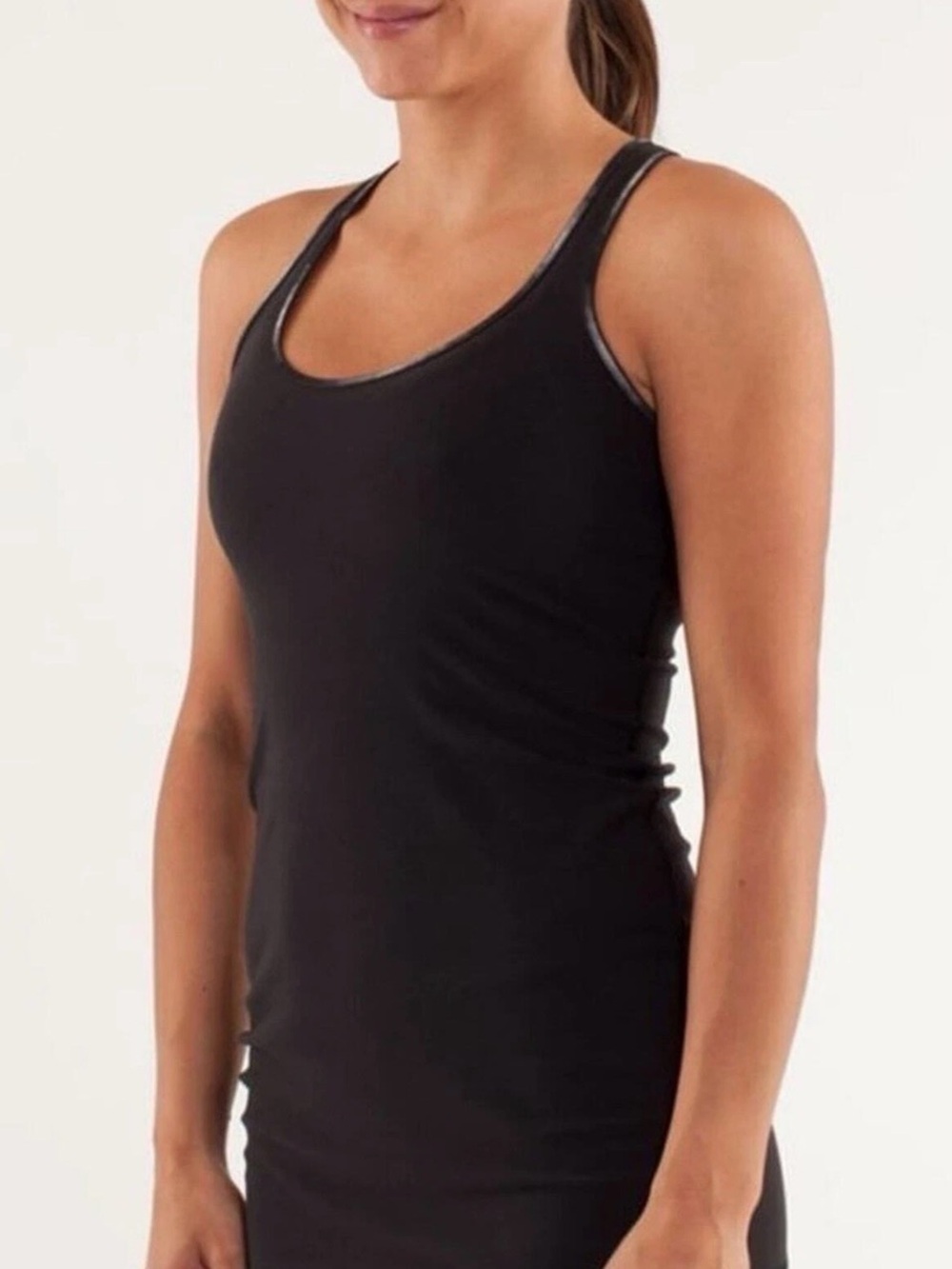 Lululemon Cool Racerback Tank Top Black/Silver Stitching